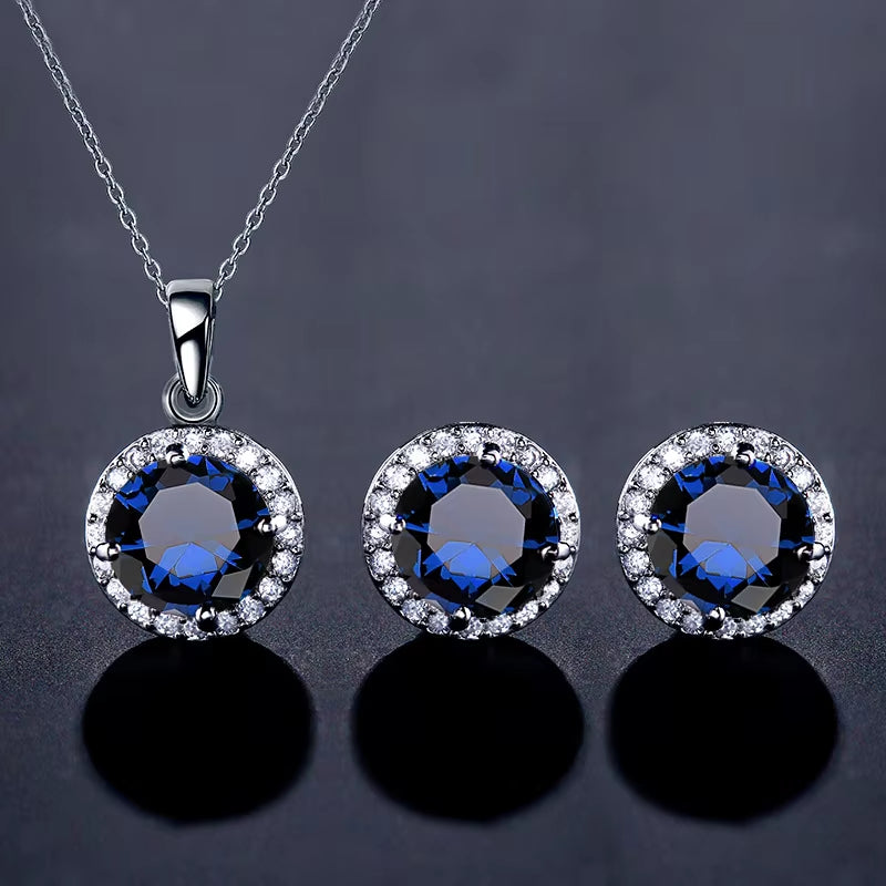 Classic Geometric Round Zirconia Jewelry Set for Women