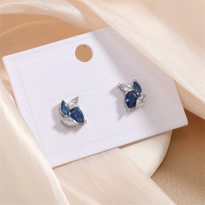 Dainty Zircon Cluster Stud Earrings - Cute Crystal Wrap Jewelry for Women & Girls