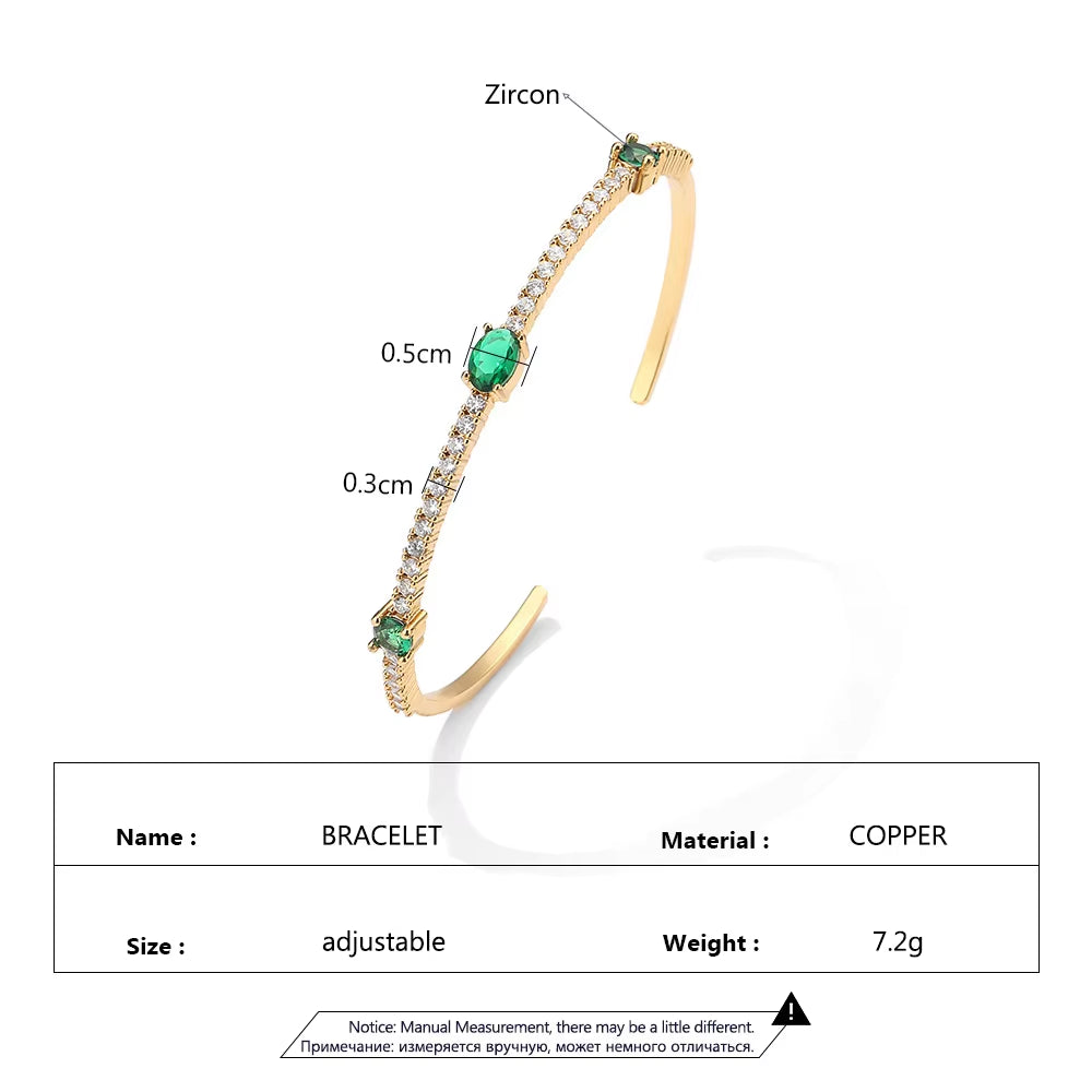 Emerald Zircon Adjustable Bracelet