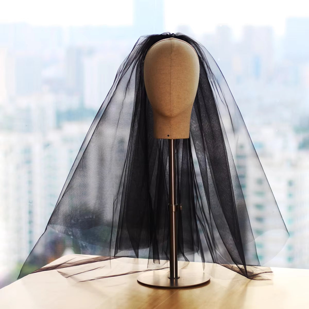 Classical Elbow-Length Bridal Veil in White Multi-Layer Plain Tulle-2 pcs