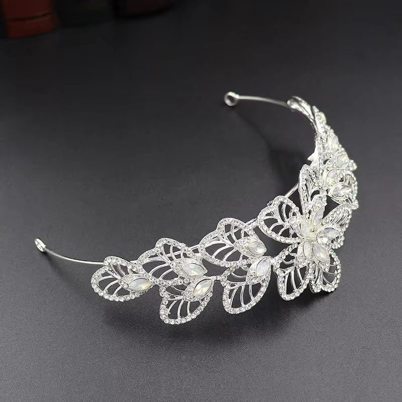 Petal Rhinestone Crown Sweet Bride Wedding Headdress Hair Accessories Tiara Hair Jewelry