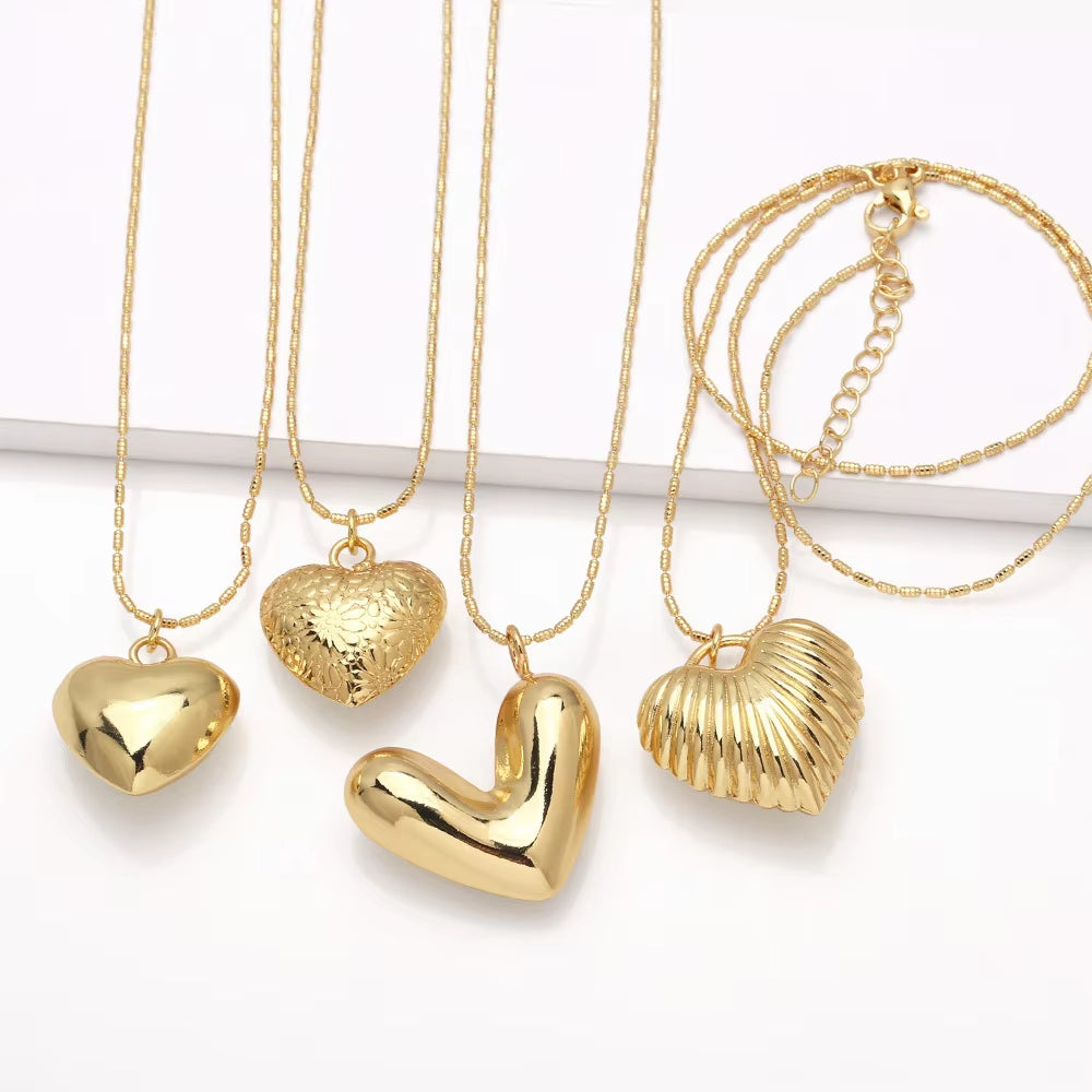 Gold-Plated Heart Pendant Necklace