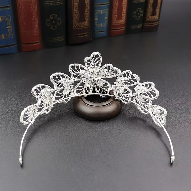 Petal Rhinestone Crown Sweet Bride Wedding Headdress Hair Accessories Tiara Hair Jewelry