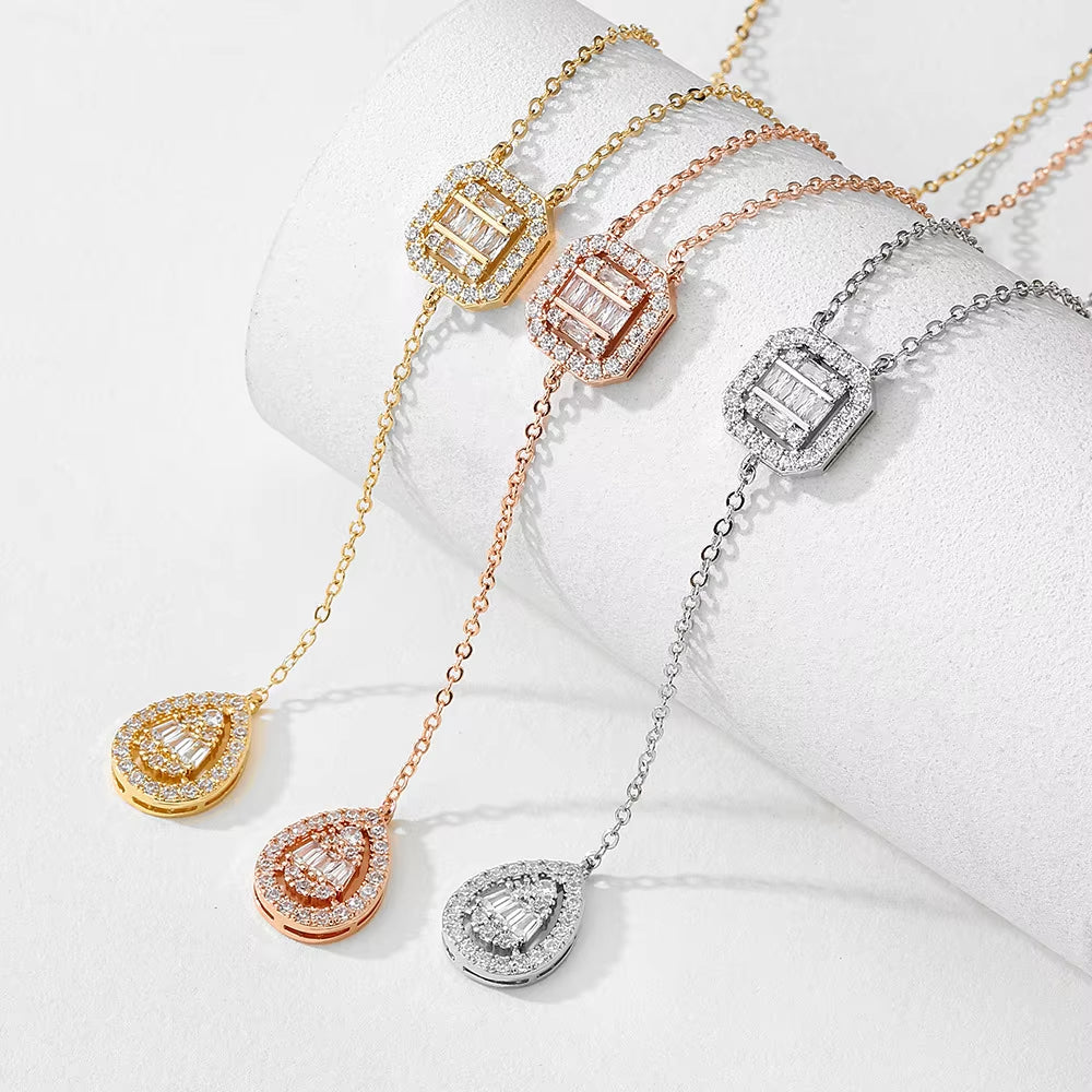 Water Drop Zirconia Pendant Necklace