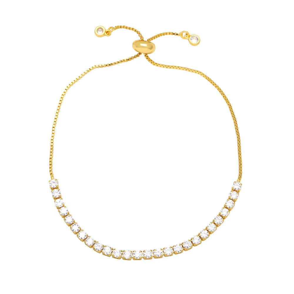 Adjustable Copper Zircon Bracelet - Micro-Set Colorful Zircon Jewelry for Women