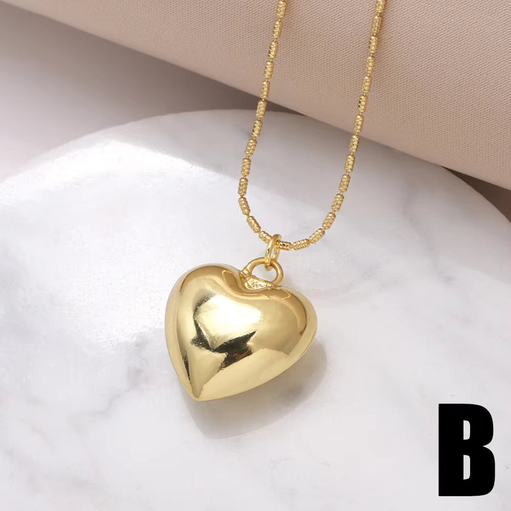 Gold-Plated Heart Pendant Necklace