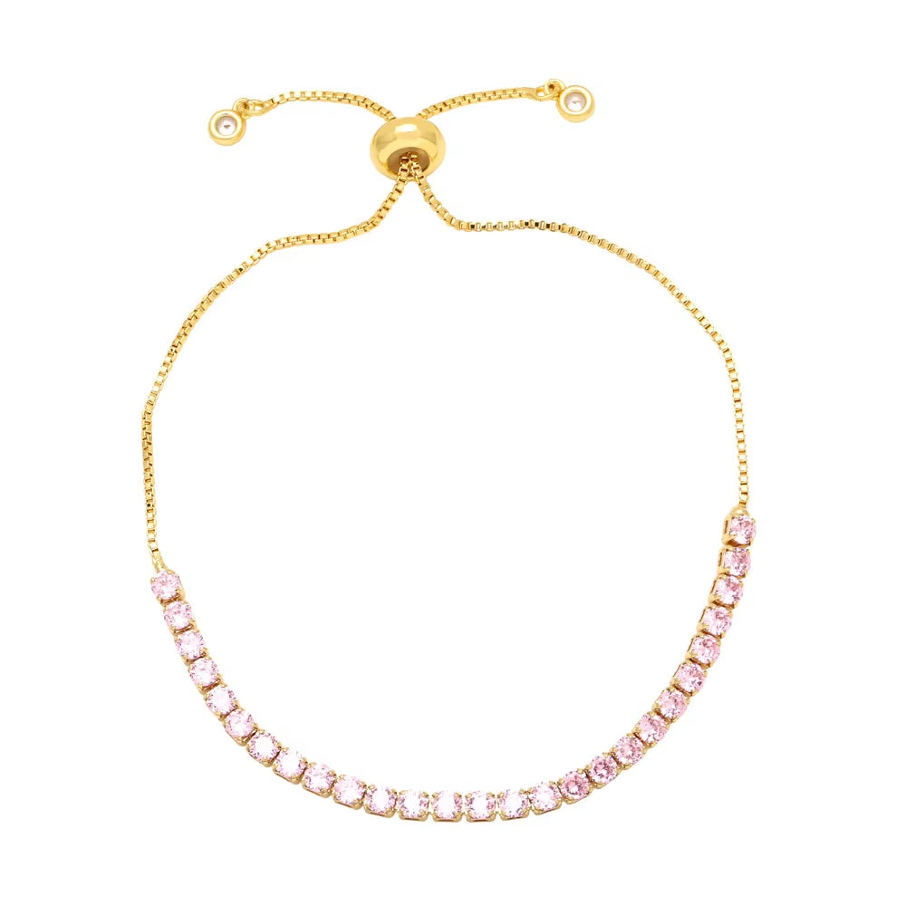 Adjustable Copper Zircon Bracelet - Micro-Set Colorful Zircon Jewelry for Women