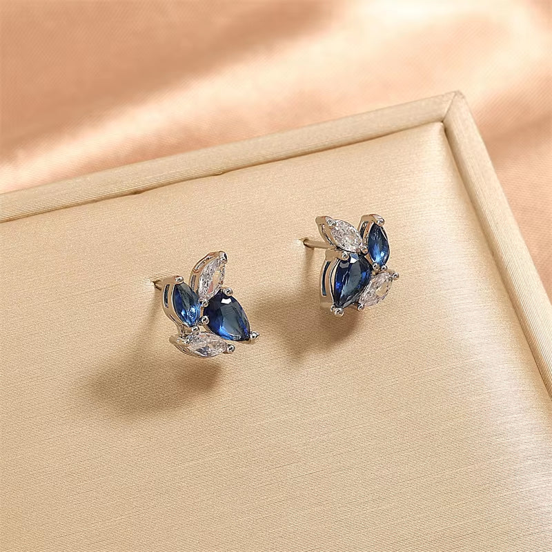 Dainty Zircon Cluster Stud Earrings - Cute Crystal Wrap Jewelry for Women & Girls