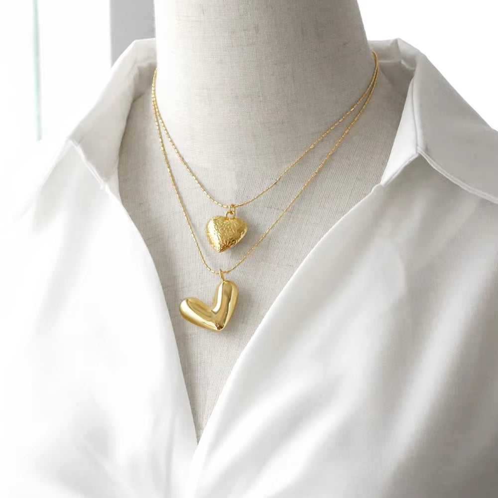 Gold-Plated Heart Pendant Necklace