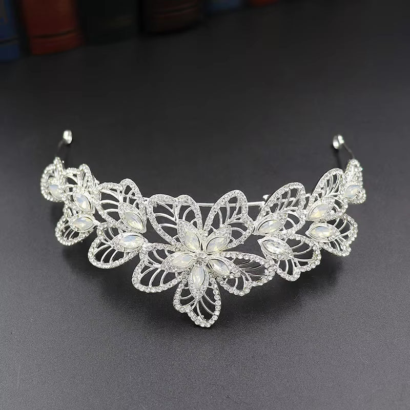 Petal Rhinestone Crown Sweet Bride Wedding Headdress Hair Accessories Tiara Hair Jewelry