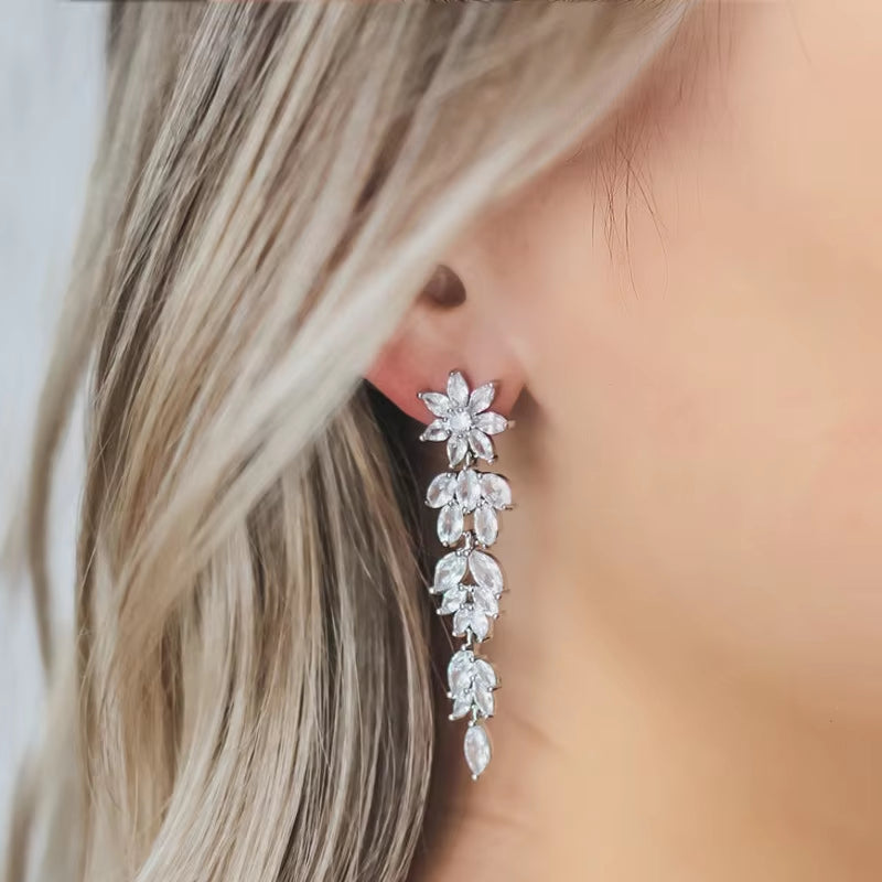 Large Fringe Zircon Earrings