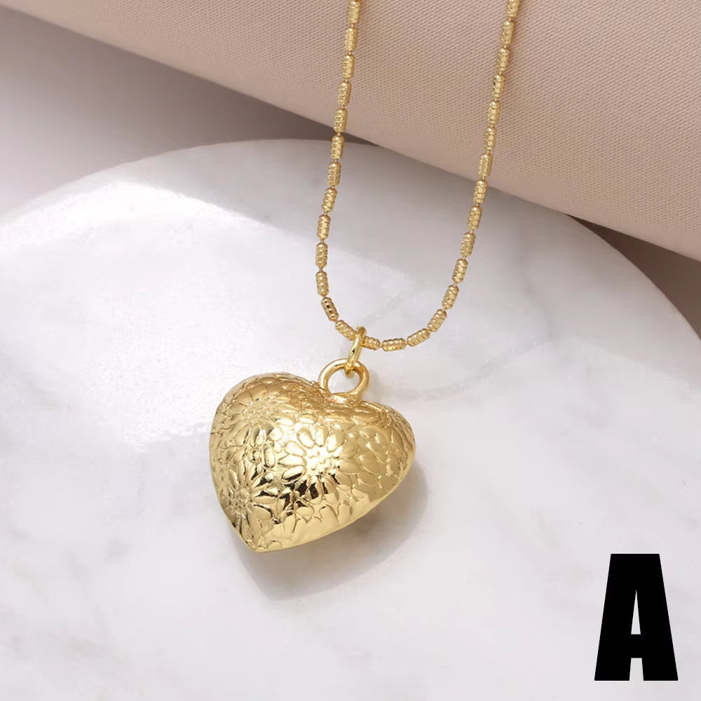 Gold-Plated Heart Pendant Necklace