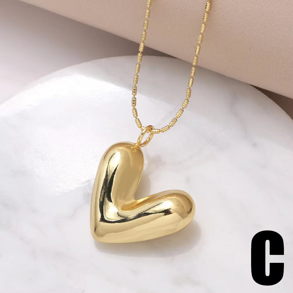 Gold-Plated Heart Pendant Necklace