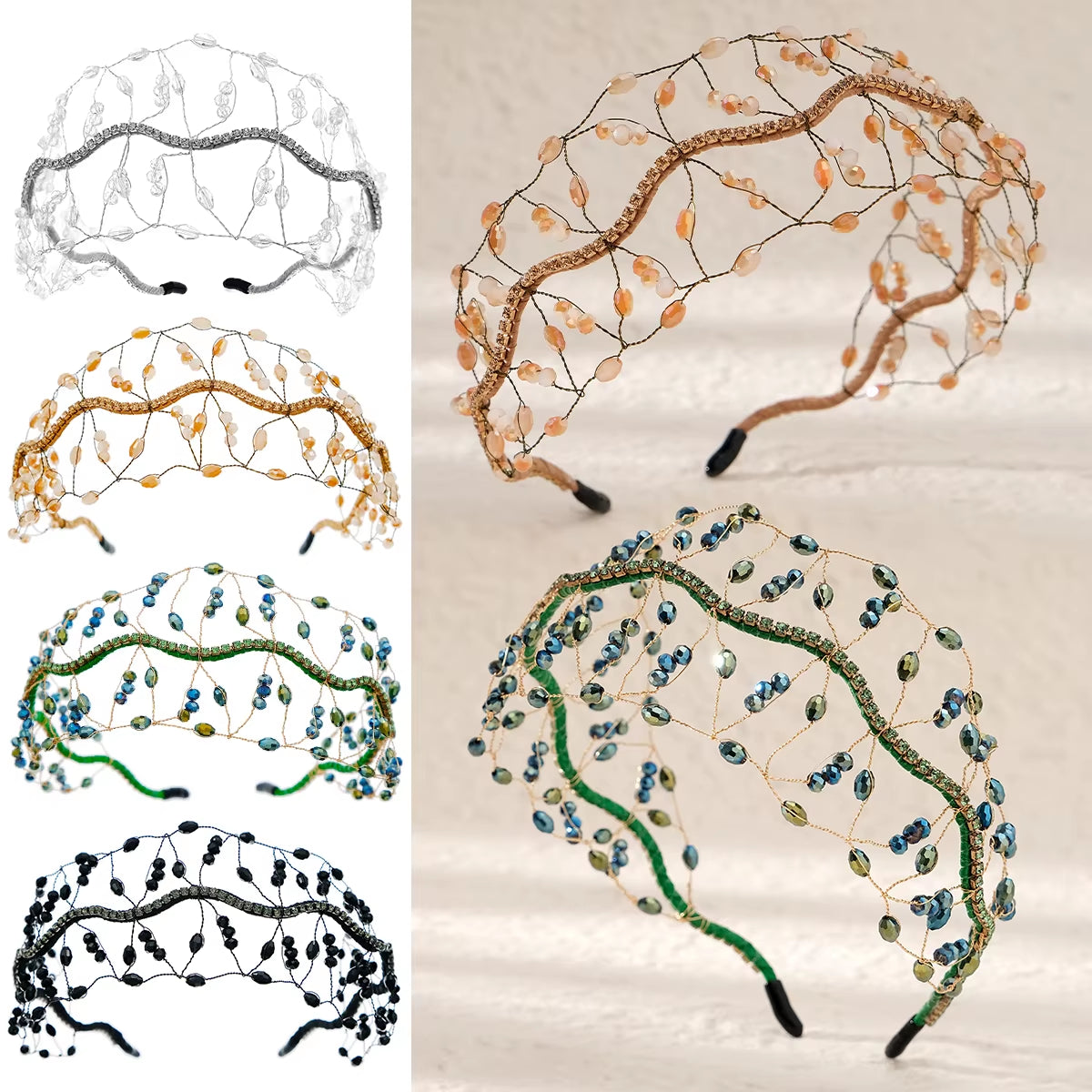 Handmade Crystal Beaded Headband – Multi-Color Childrens and Womens Hair Accessories for Daily Wear