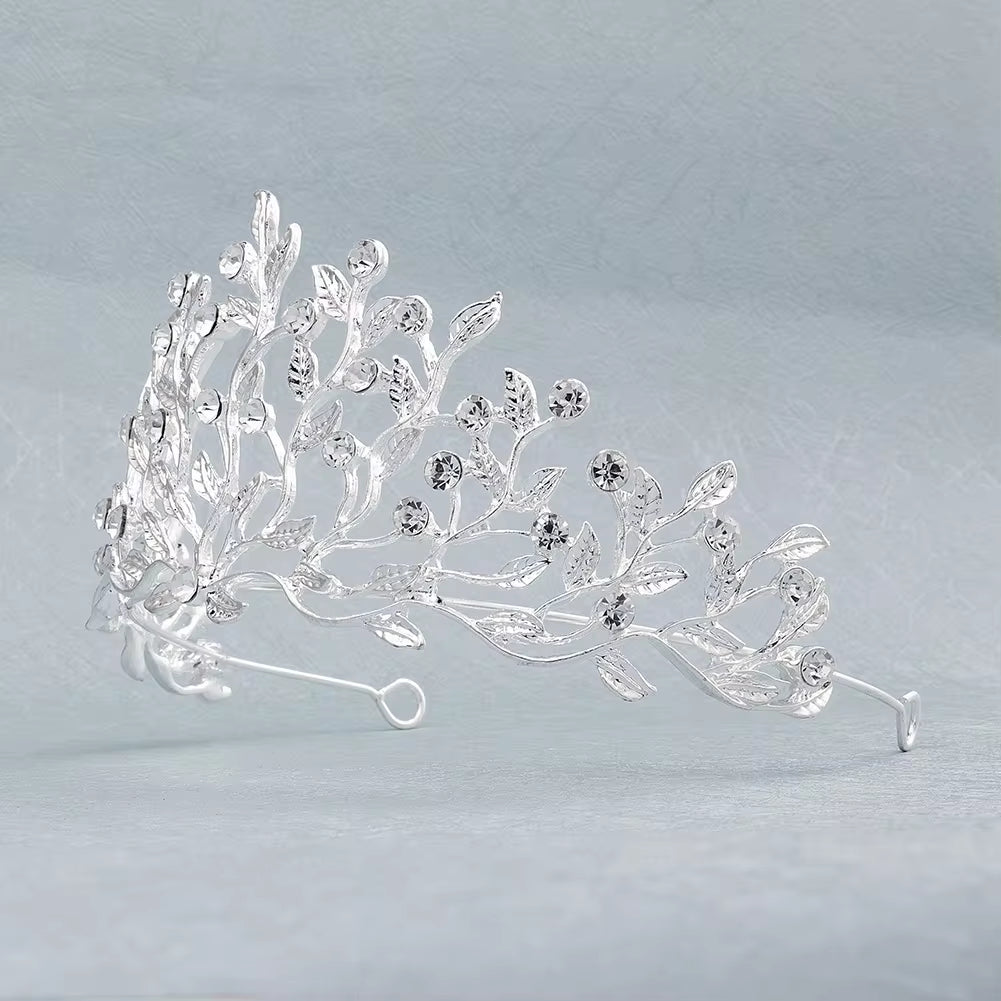 European Orchid Diamond Bridal Crown - Luxury Wedding Headdress