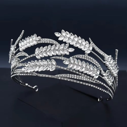 Luxury Sparkle Stones Halloween Rhinestone Woman Designer Crown Wedding Party Hair Accessories