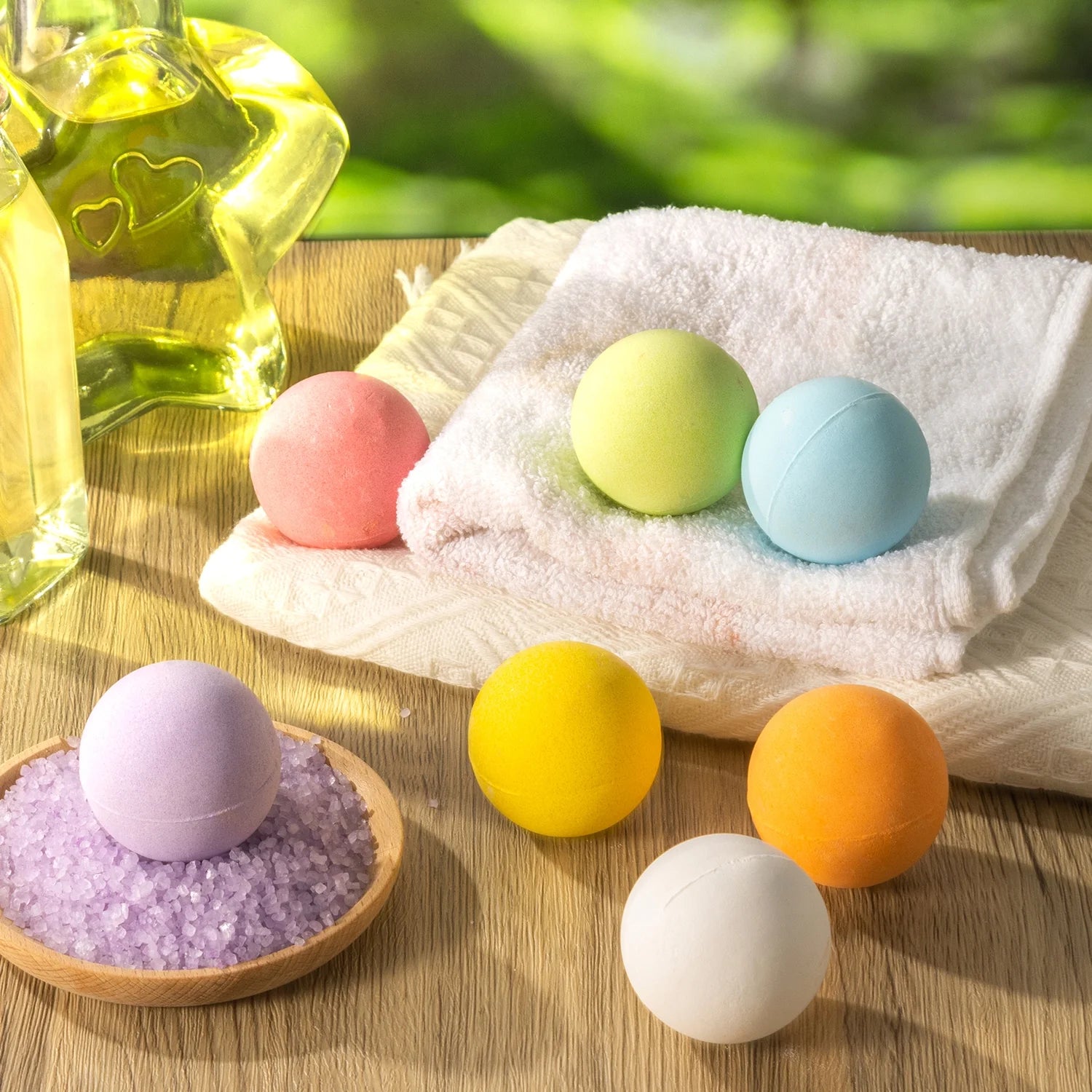 Bath Bombs Set, 7 Natural Handmade Essential Oil Spa Bubble Bomb Fizzies, for Relaxation, Moisturizing and Fun Perfect for Birthday Christmas Gifts for Her