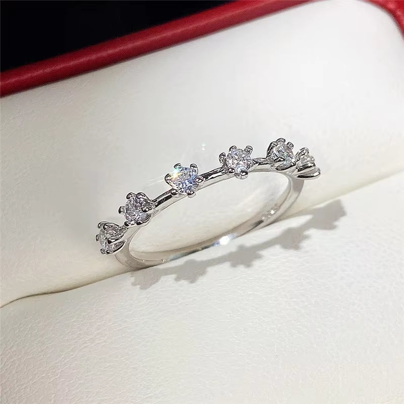 Fashion Zirconia CZ Silver Color Ring Set – Simple, Light, and Luxurious Jewelry for Women