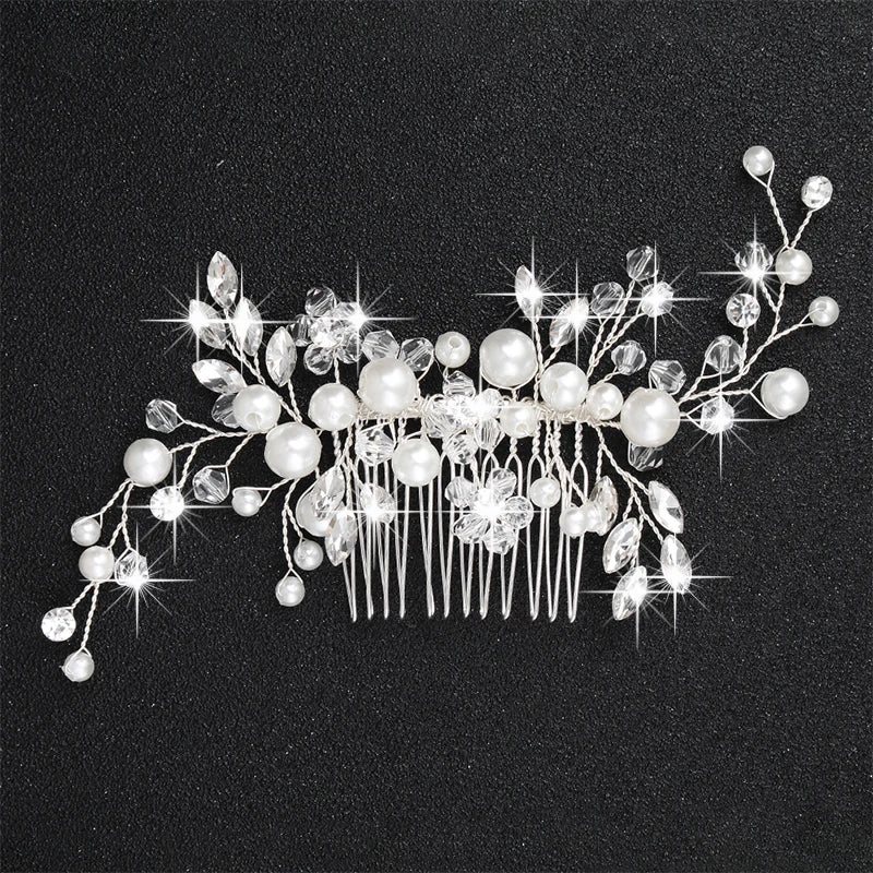 Wedding Crystal Peals Hair Combs Bridal Hair Clips Accessories Jewelry Handmade Women Head Ornaments Headpieces for Bride