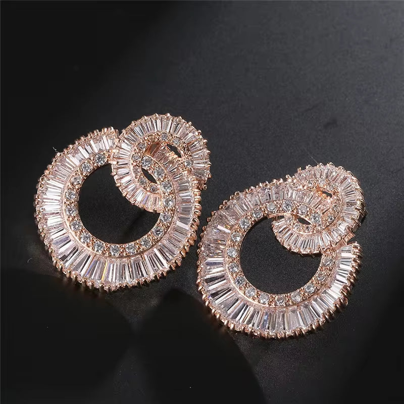 2022 Fashion Fine Wedding Zircon Crystal Jewelry Silver Gold Earrings Wholesale for Bridal Girls Women