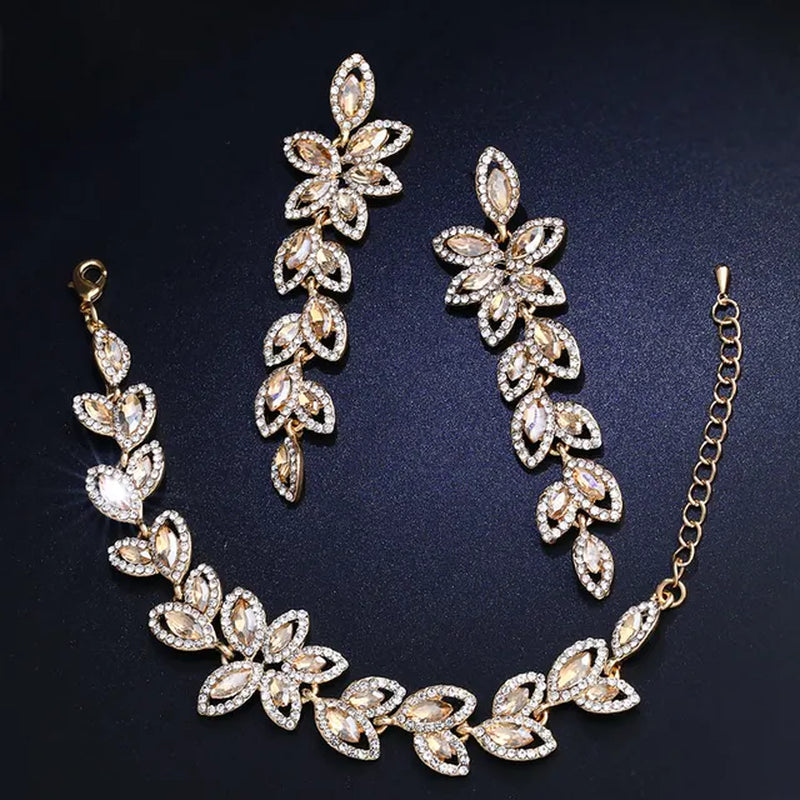 Gold Silver Color Crystal Bridal Jewelry Set