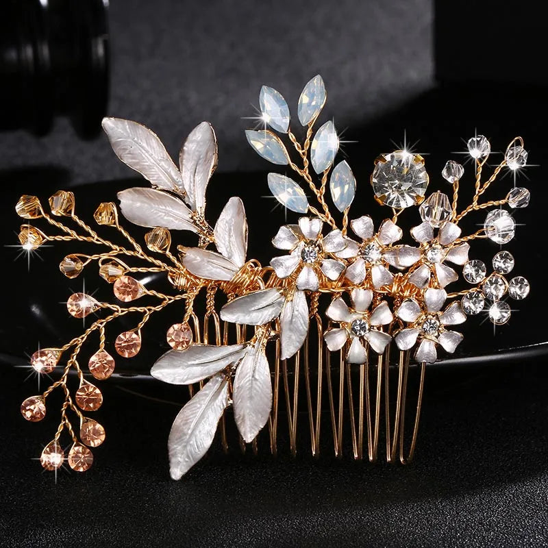 Wedding Crystal Peals Hair Combs Bridal Hair Clips Accessories Jewelry Handmade Women Head Ornaments Headpieces for Bride