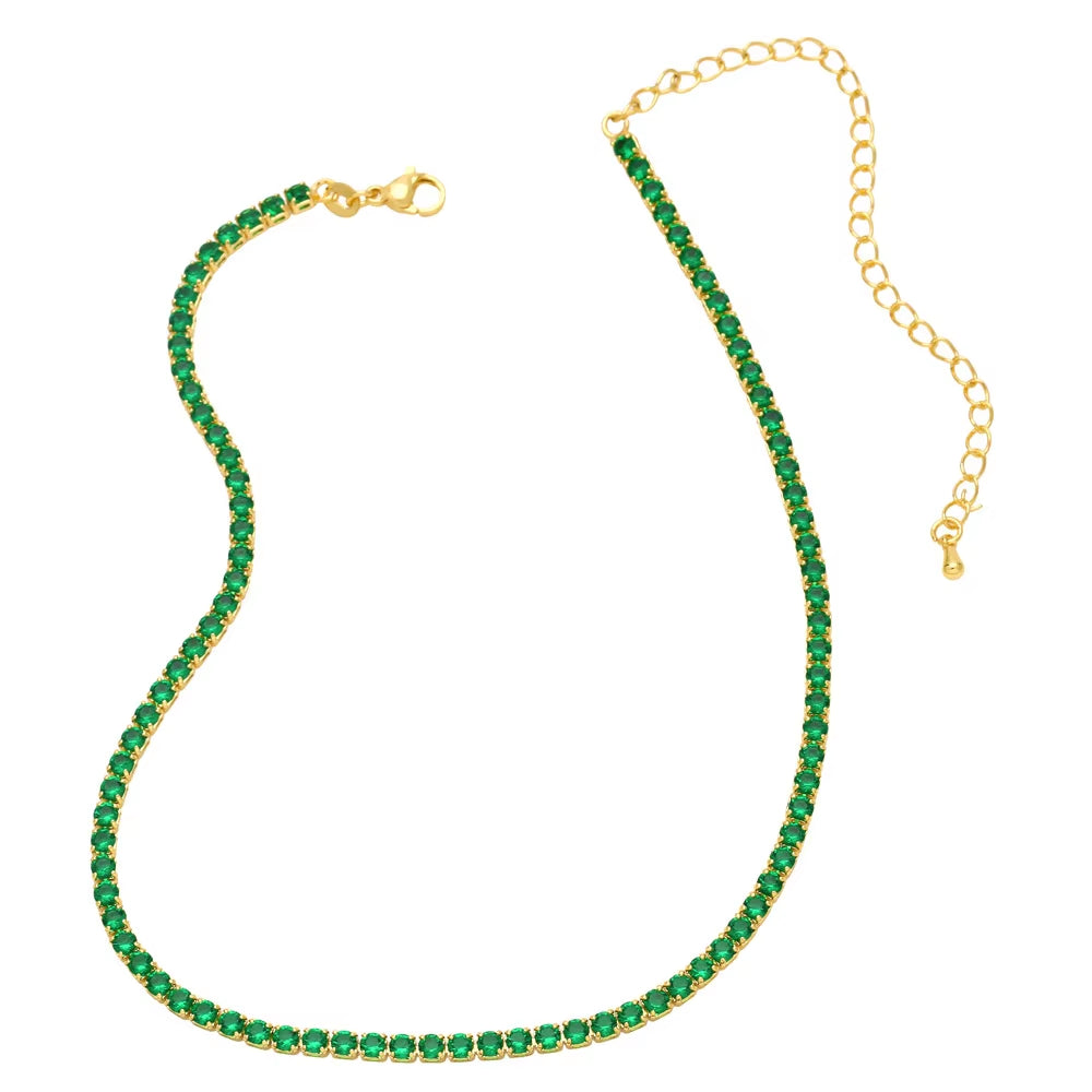 Colored Zircon Tennis Necklace - Hip-Hop Style Ins-Inspired Diamond Chain