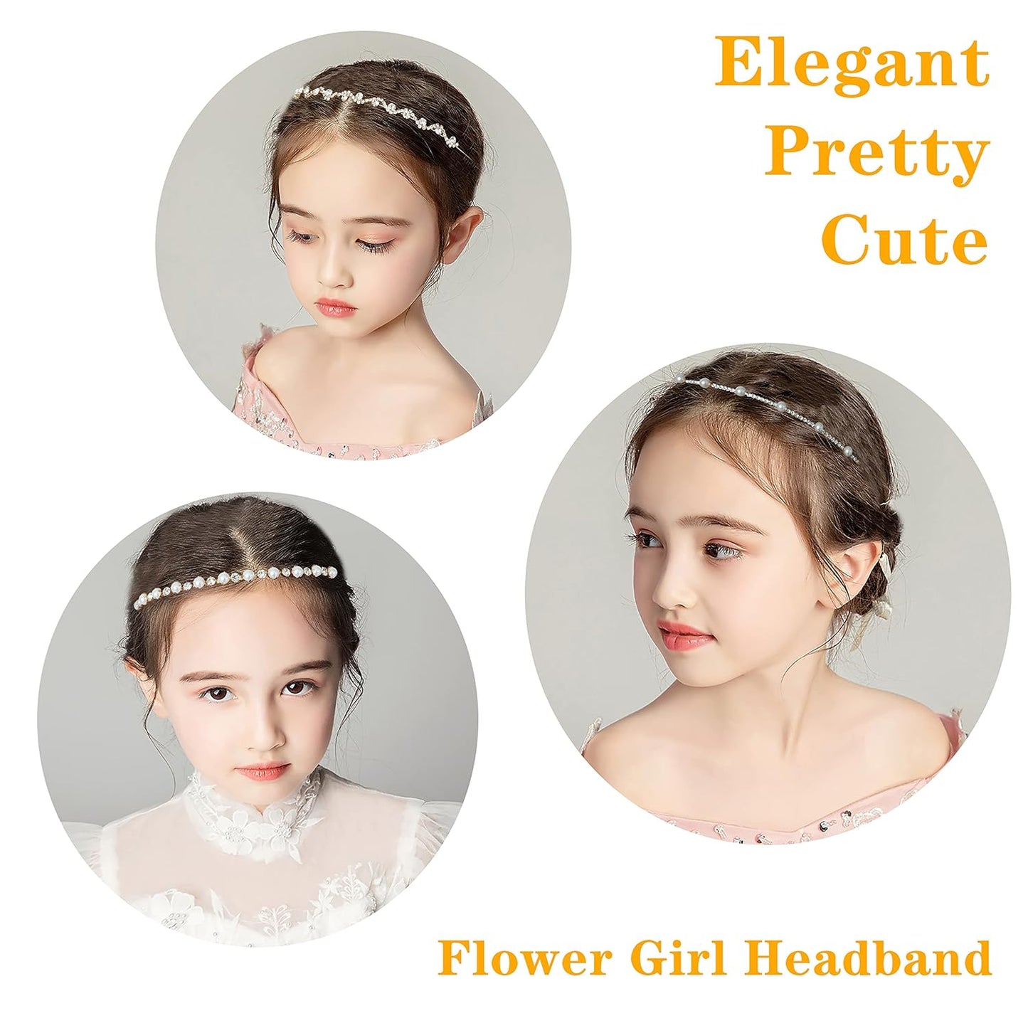 Wedding Headband Bridal Headpiece with Pearls Rhinestones Headdress for Bride Bridesmaids Flower Girls(5 PACK)