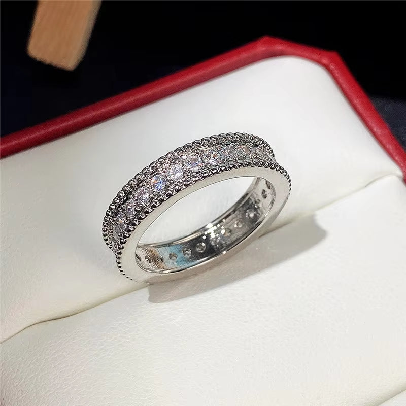 Fashion Zirconia CZ Silver Color Ring Set – Simple, Light, and Luxurious Jewelry for Women