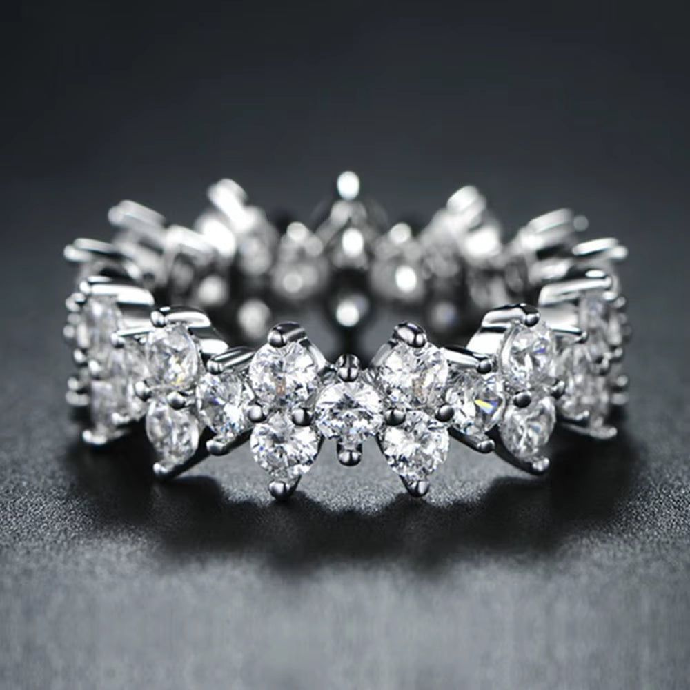 Silver Zircon Eternity Band 