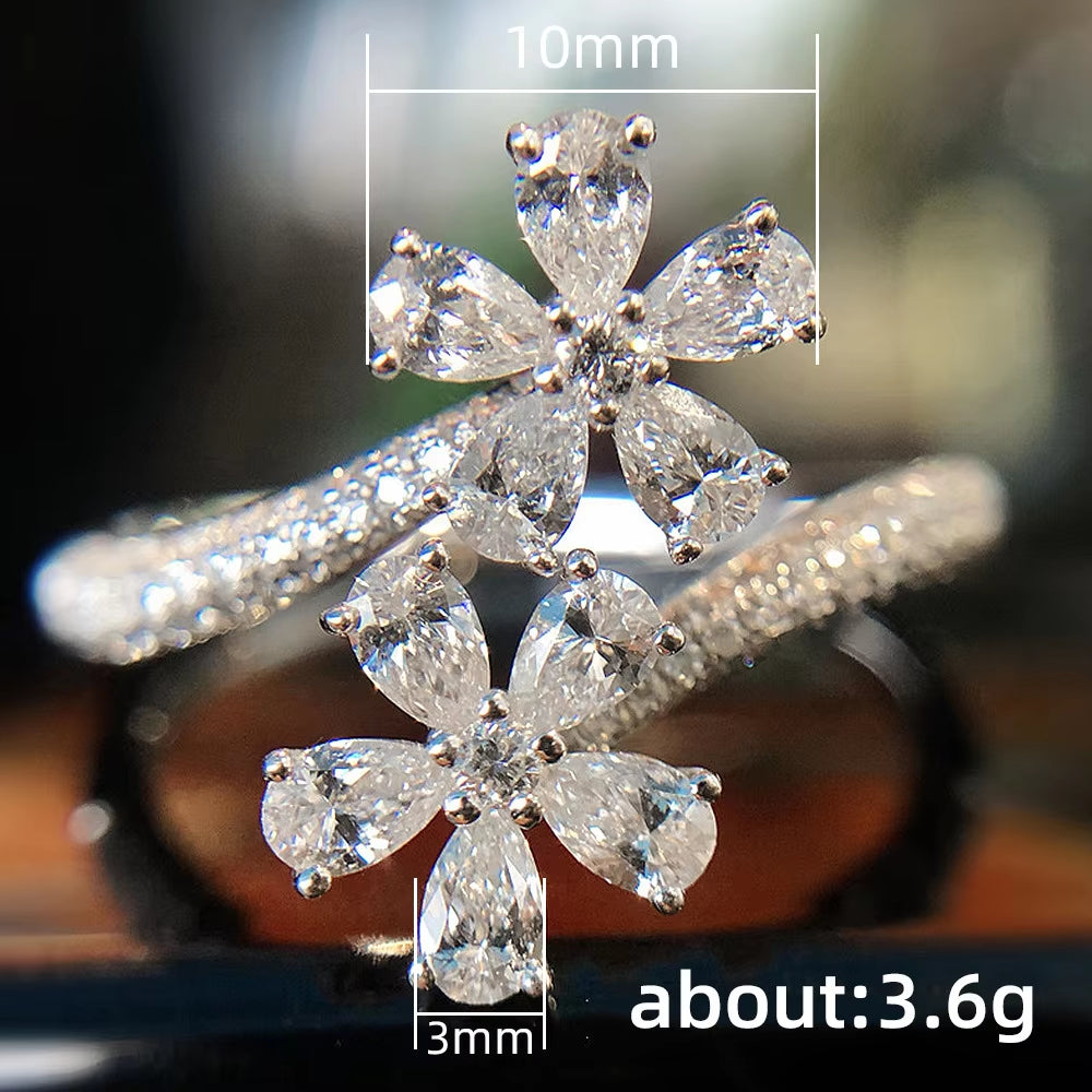 Baguette Diamond Flower Ring - Celebrity-Inspired Glamour