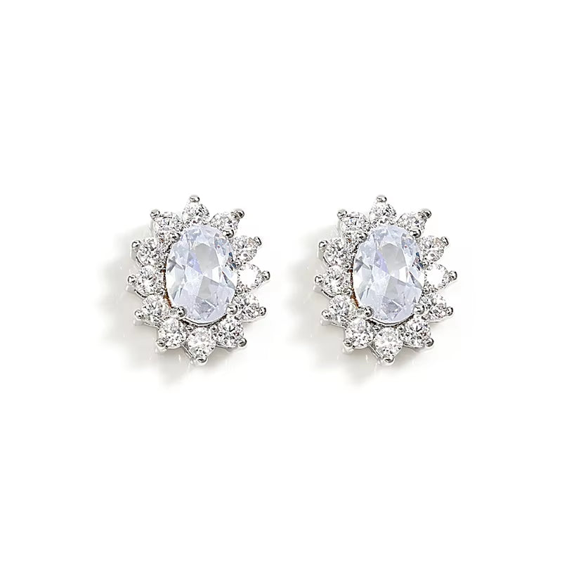 Oval White Stone Earrings - Light Luxury High-Grade Jewelry for Women