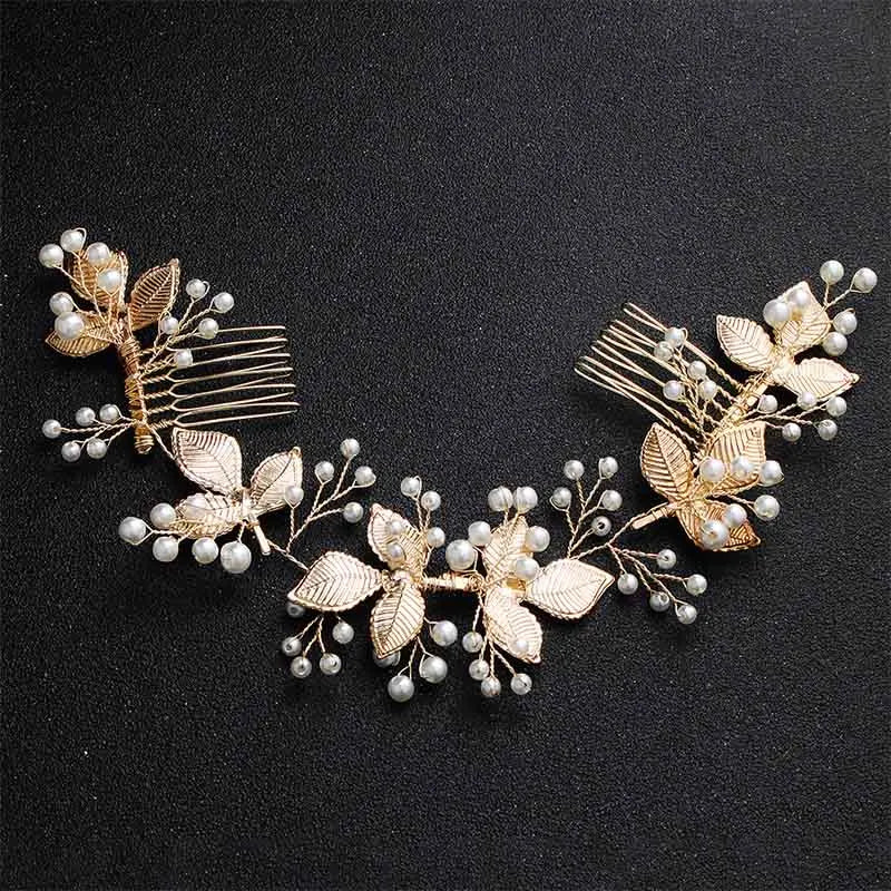 Wedding Crystal Peals Hair Combs Bridal Hair Clips Accessories Jewelry Handmade Women Head Ornaments Headpieces for Bride