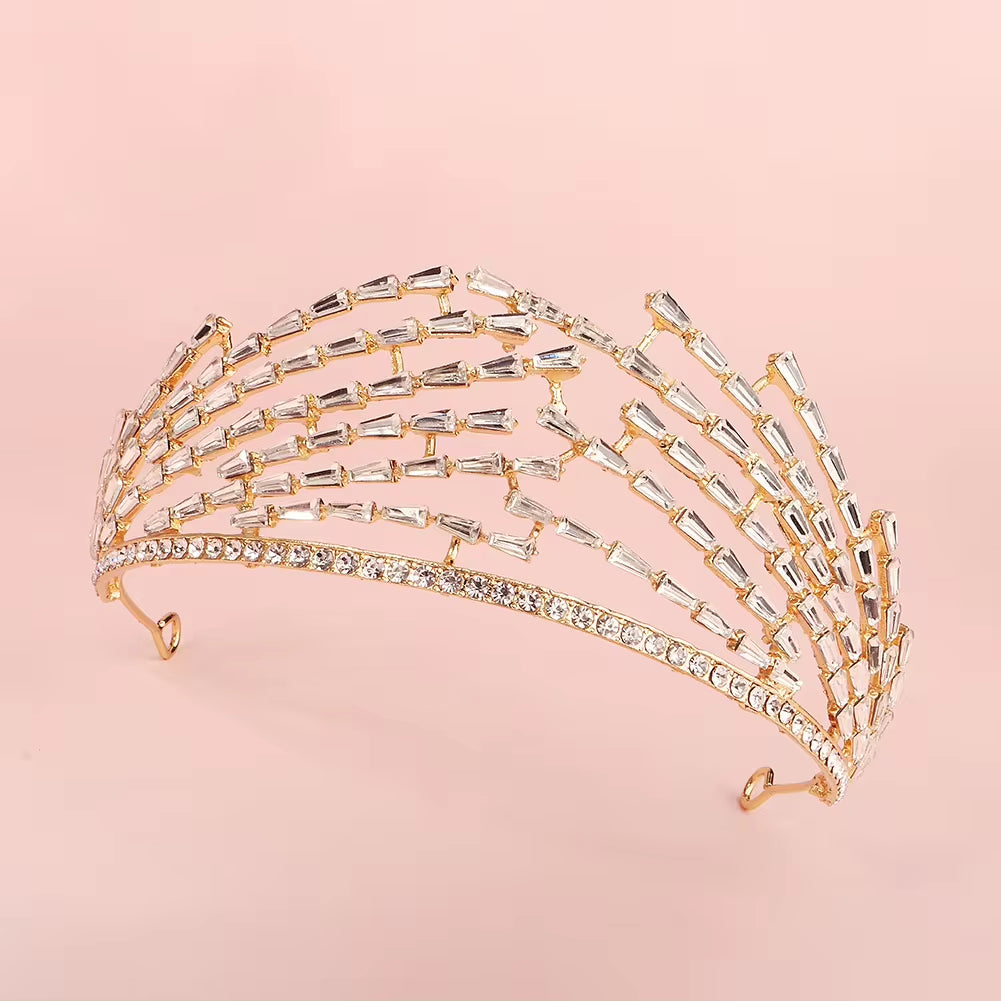 Cosplay Queen Tiara Birthday Party Gold Crown Ball Performance Wedding Headdress Tiara