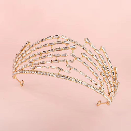 Cosplay Queen Tiara Birthday Party Gold Crown Ball Performance Wedding Headdress Tiara