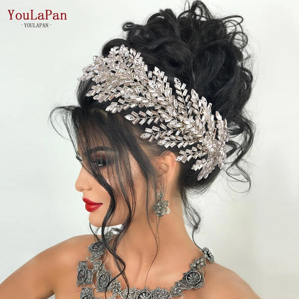 HP312 Bridal Headband Luxury Rhinestone Headwear Bride Tiaras Crowns Wedding Hair Accessories Jewelry Pageant Headdress