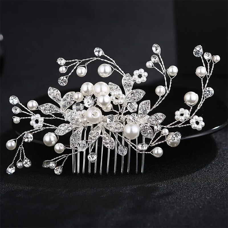 Wedding Crystal Peals Hair Combs Bridal Hair Clips Accessories Jewelry Handmade Women Head Ornaments Headpieces for Bride