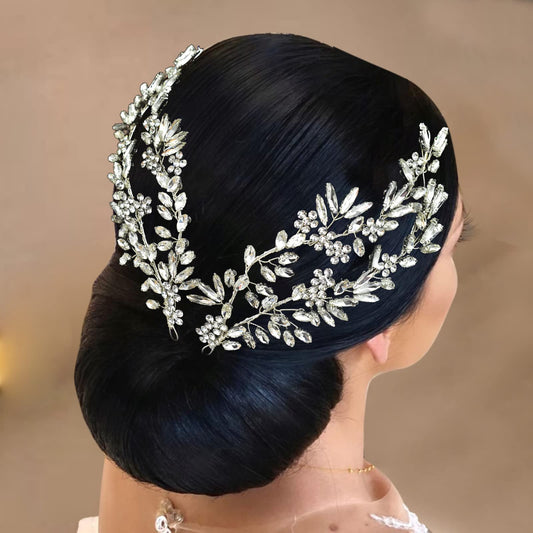 LOVFOIVER 2 Pieces Bridal Headband Rhinestone Bridal Headpieces for Wedding, Party Hair Accessories for Women