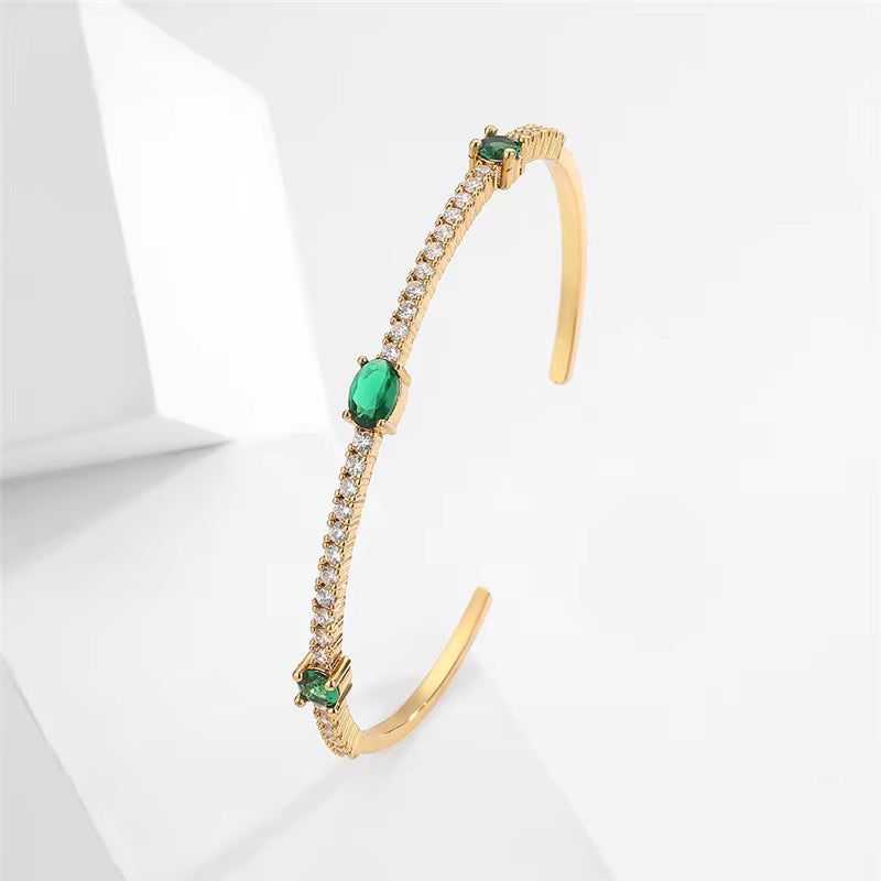 Emerald Zircon Adjustable Bracelet