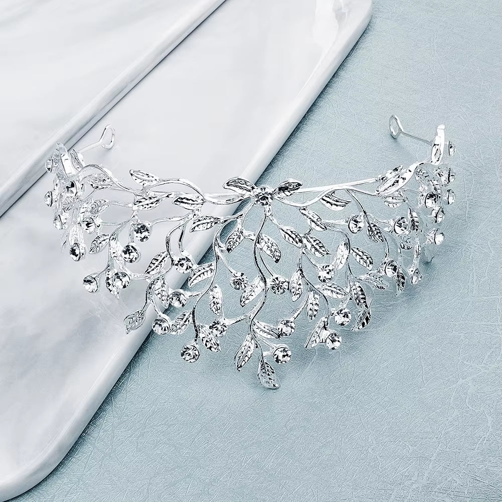 European Orchid Diamond Bridal Crown - Luxury Wedding Headdress