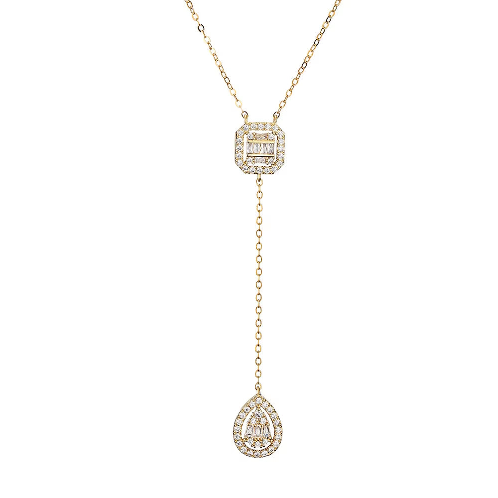 Water Drop Zirconia Pendant Necklace 