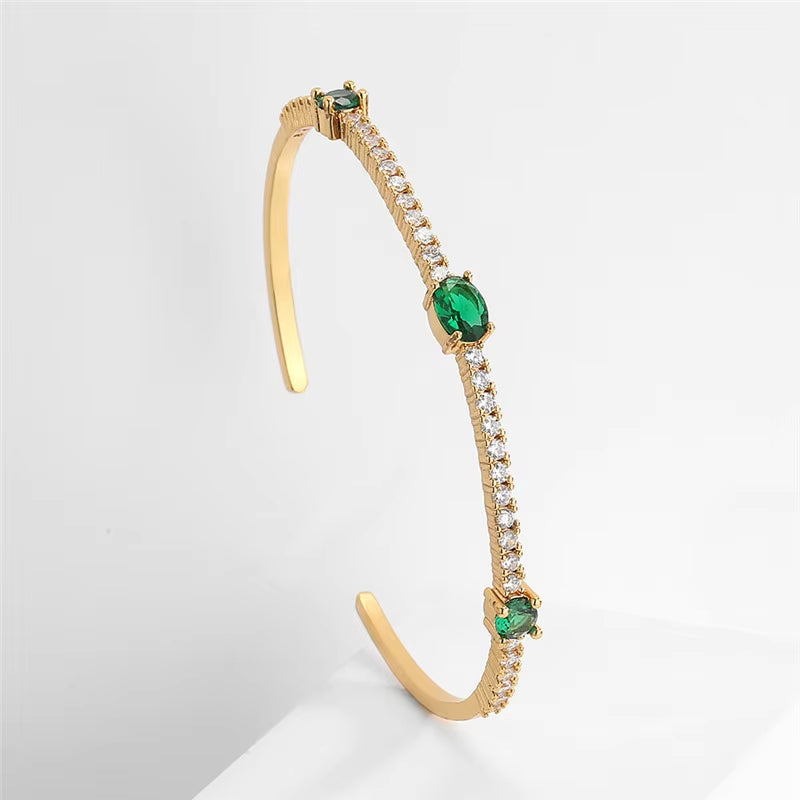 Emerald Zircon Adjustable Bracelet