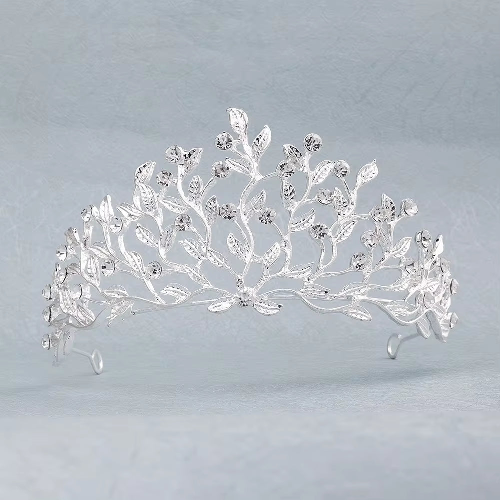 European Orchid Diamond Bridal Crown - Luxury Wedding Headdress