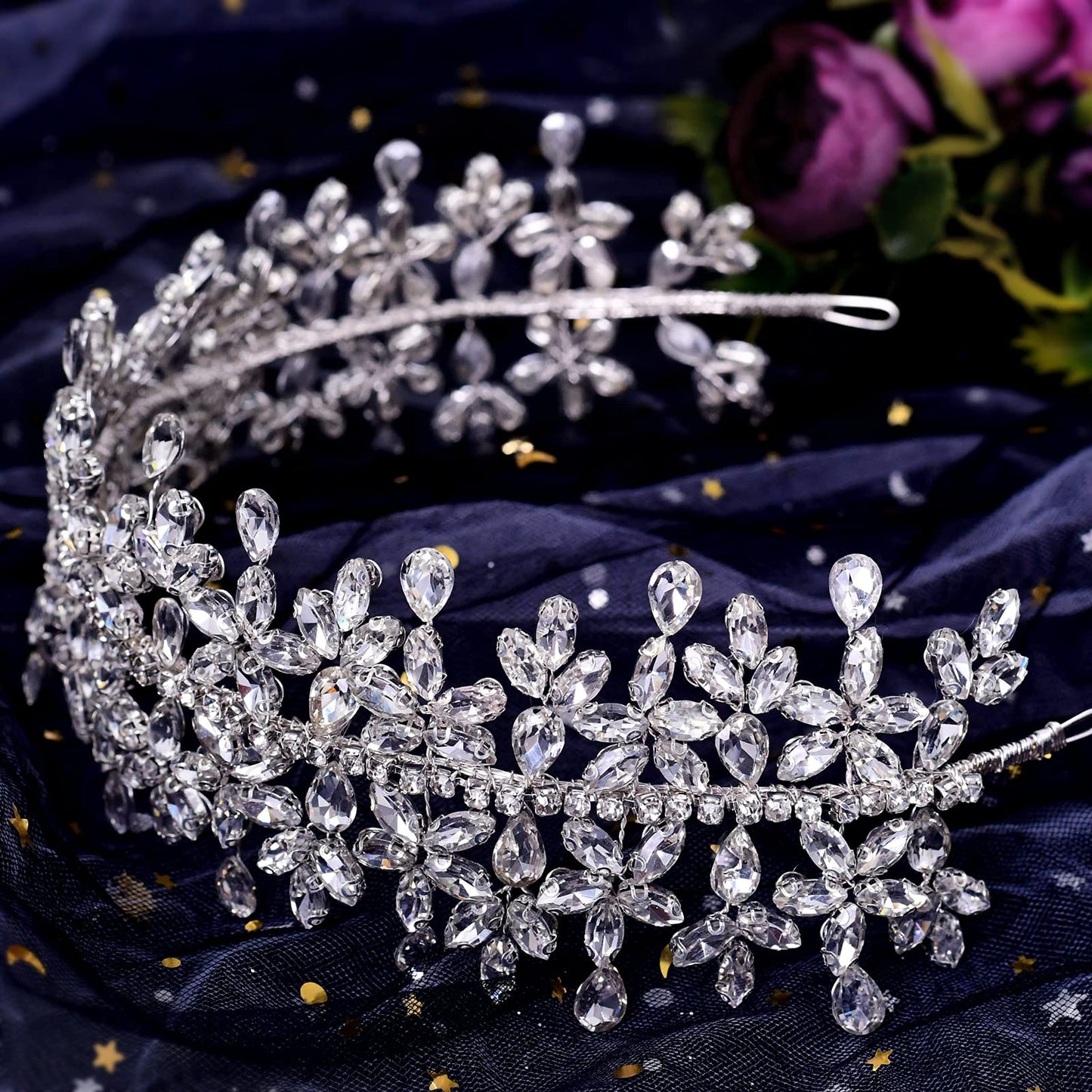 Rhinestone Wedding Headband,Bridal Headpiece for Wedding,Bridal Tiaras Pageant Hair Jewelry Party Headpieces for Women Girls