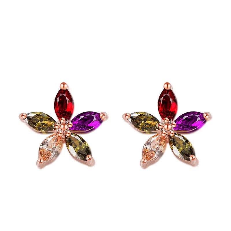 Diamond Star Earrings - Five-Color Refraction Design