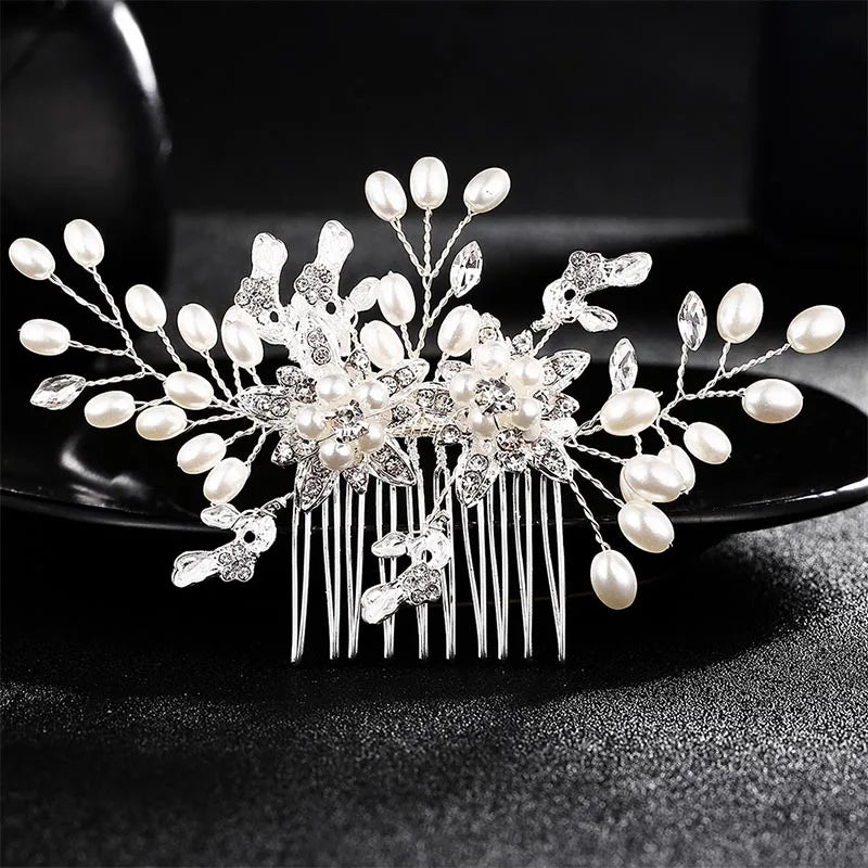 Wedding Crystal Peals Hair Combs Bridal Hair Clips Accessories Jewelry Handmade Women Head Ornaments Headpieces for Bride