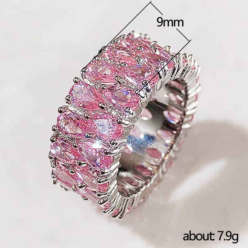 Double Row Teardrop Zircon Ring - Light Luxury CZ Design