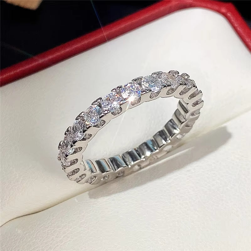 Fashion Zirconia CZ Silver Color Ring Set – Simple, Light, and Luxurious Jewelry for Women