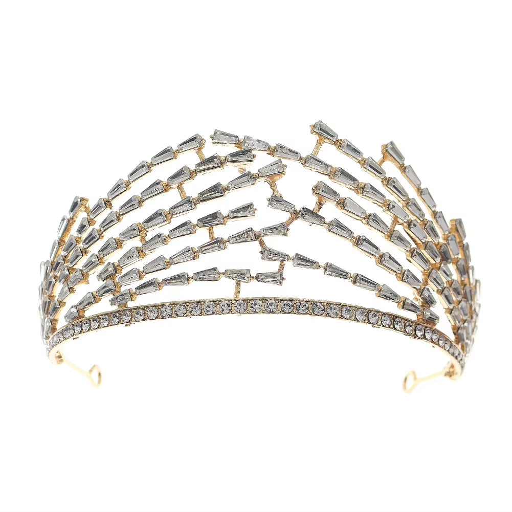 Cosplay Queen Tiara Birthday Party Gold Crown Ball Performance Wedding Headdress Tiara