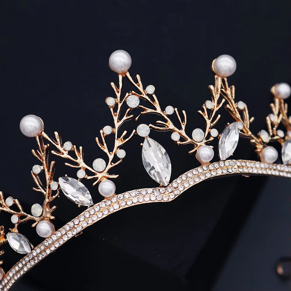 Fashion Luxury Princess Hairband Gold Rhinestone Queen Wedding Tiaras Prom Party Christmas Pageant Gift Crown